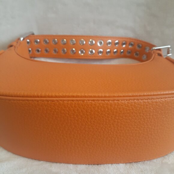 2 PC URBAN OUTFITTERS PURSE PEBBLED LEATHER ORANGE HANDBAG BUCKLE STRAP & WALLET - Picture 6 of 6